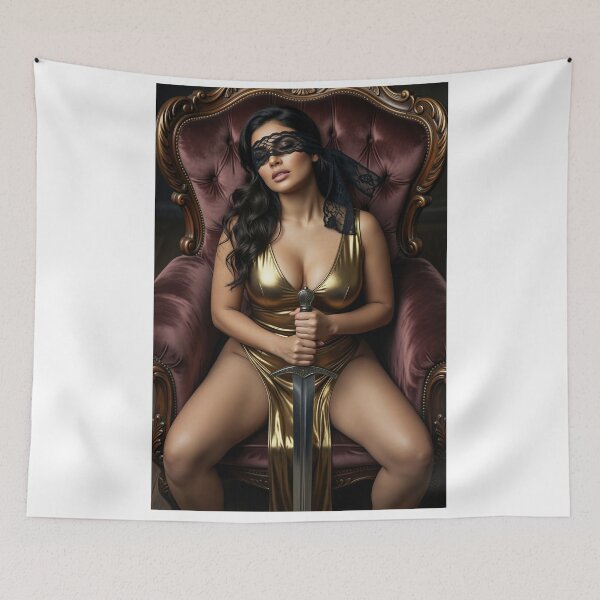 Item preview, Blindfolded Justice in Gold Bodysuit on Throne designed and sold by CathryneDelamort.