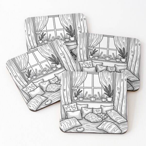 Item preview, Part 7 Cozy Hearts Coloring Page – Relaxing Black and White Line Art designed and sold by Kookyclan.