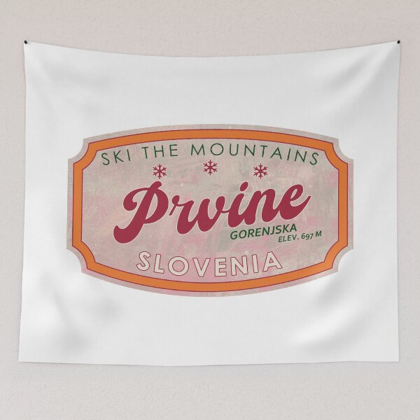 Item preview, Prvine, Slovenia, Gorenjska, Ski, textured skiing badge designed and sold by Wanderful-roads.