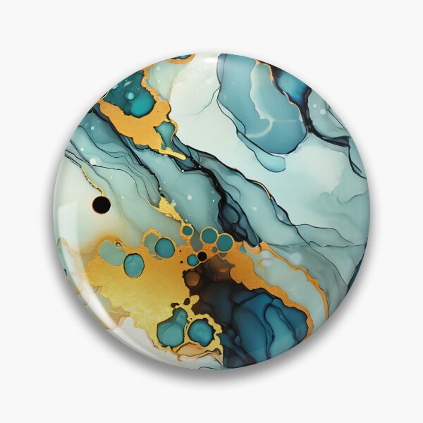 Item preview, Teal and Navy Alcohol Ink Abstract with Gold designed and sold by FunnyTeeByMe.