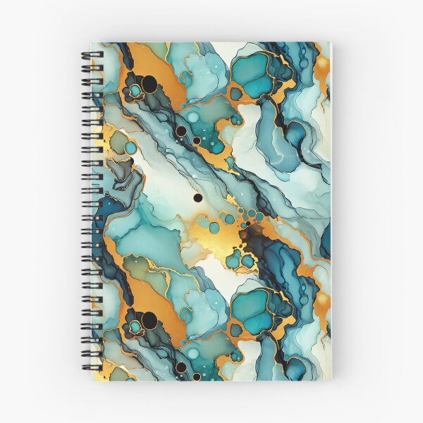 Item preview, Teal and Navy Alcohol Ink Abstract with Gold designed and sold by FunnyTeeByMe.