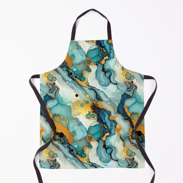 Item preview, Teal and Navy Alcohol Ink Abstract with Gold designed and sold by FunnyTeeByMe.