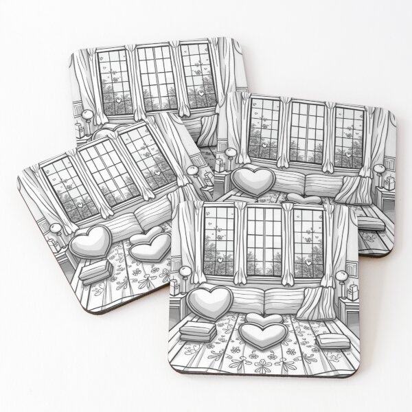 Item preview, Part 8 Cozy Hearts Coloring Page – Relaxing Black and White Line Art designed and sold by Kookyclan.