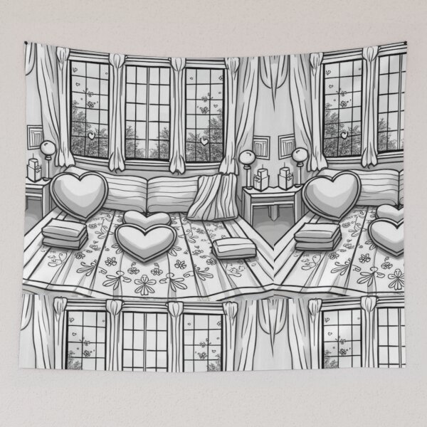 Item preview, Part 8 Cozy Hearts Coloring Page – Relaxing Black and White Line Art designed and sold by Kookyclan.