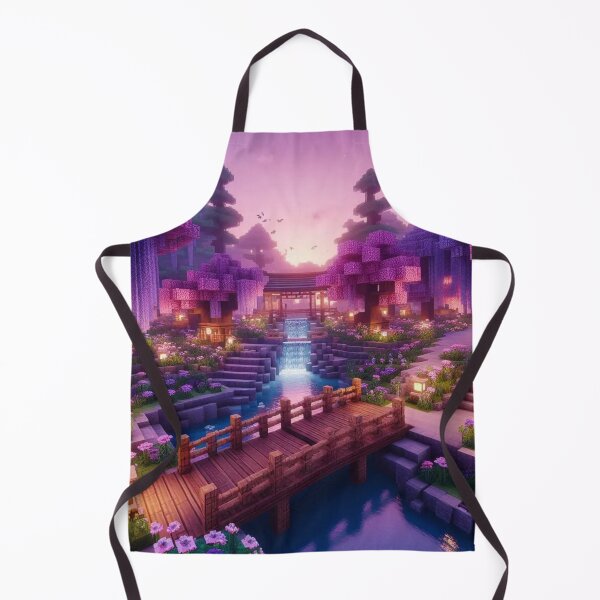 Item preview, Minecraft world, Japanese garden, cherry blossom trees, Japan, gaming, blue sky, pixel art, blocky digital landscape designed and sold by Sugar Wisdom .