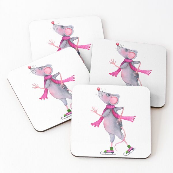 Item preview, Cute rat ice skating. Watercolor illustration. designed and sold by JuStud.