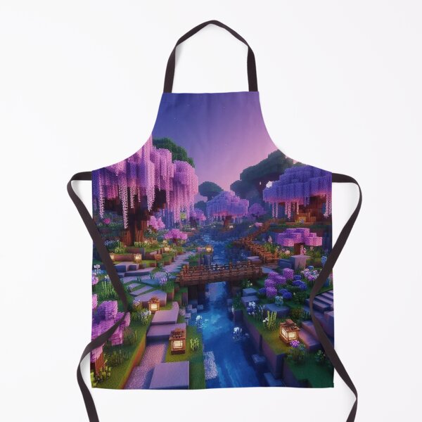 Item preview, Minecraft world, Japanese garden, cherry blossom trees, Japan, gaming, blue sky, pixel art, blocky digital landscape designed and sold by Sugar Wisdom .