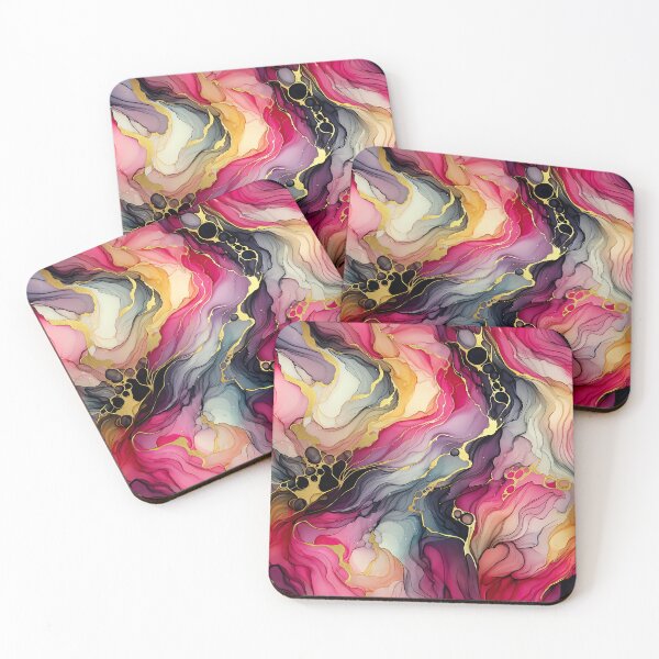 Item preview, Magenta and Rose Alcohol Ink Abstract with Gold designed and sold by FunnyTeeByMe.