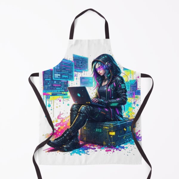 Item preview, Neon Hacker Girl – Cyberpunk Coder designed and sold by the-dovlat.