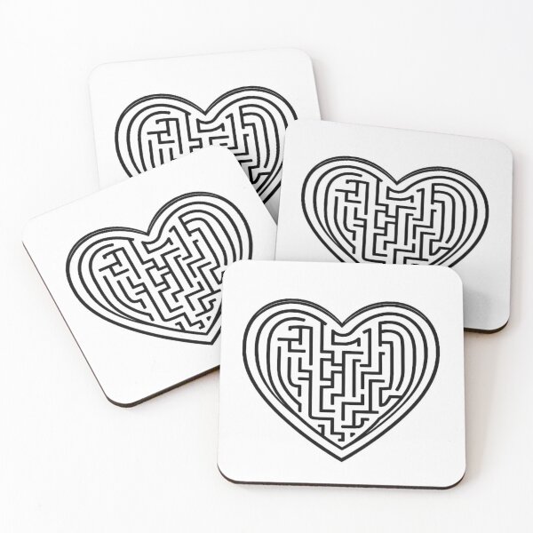 Item preview, Heart shaped mazes Relaxing Black and White Line Art designed and sold by Kookyclan.