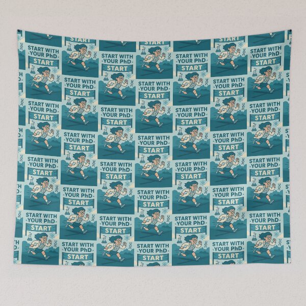 Item preview, Start with Your PhD – Female Cartoon Scientist Marathon designed and sold by gre47.