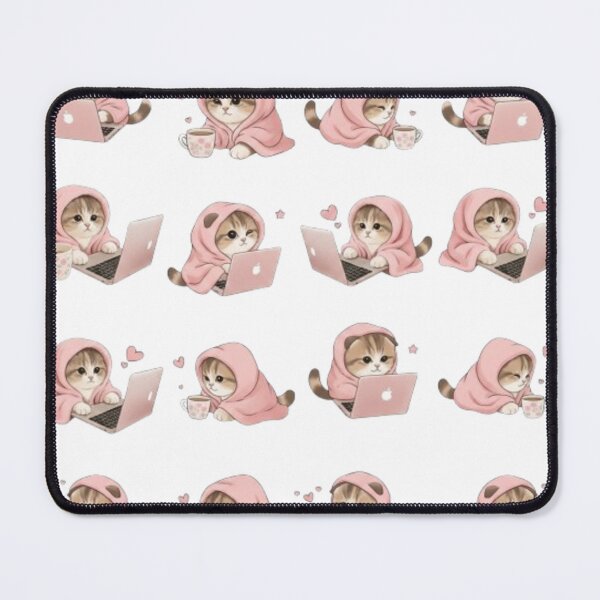 Item preview, Cute Cozy Cat Lofi Pattern - Pink Blanket & Laptop Aesthetic designed and sold by artbywafa2025.