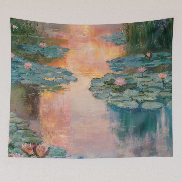 Item preview, Claude Monet Water Lilies Painting | Impressionist Pond with Bridge | Tranquil Fine Art Print designed and sold by Tamas Das.