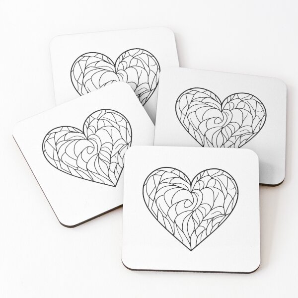 Item preview, Heart shaped Relaxing Black and White Line Art designed and sold by Kookyclan.