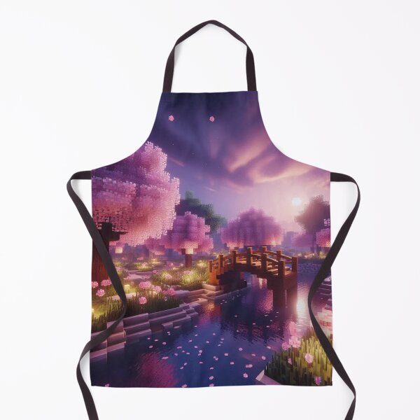 Item preview, Minecraft world, Japanese garden, cherry blossom trees, Japan, gaming, blue sky, pixel art, blocky digital landscape designed and sold by Sugar Wisdom .