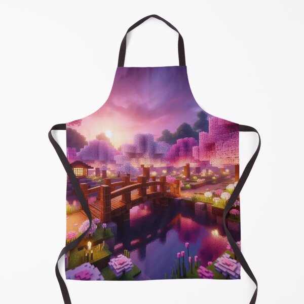 Item preview, Minecraft world, Japanese garden, cherry blossom trees, Japan, gaming, blue sky, pixel art, blocky digital landscape designed and sold by Sugar Wisdom .