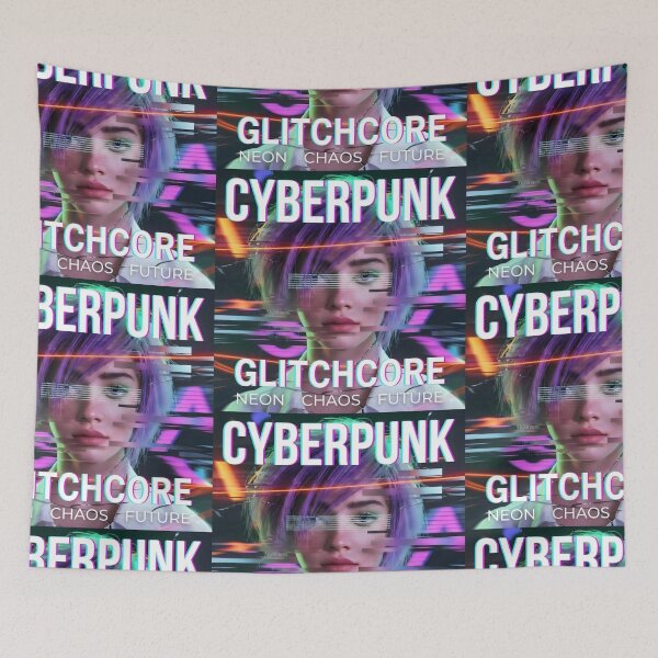 Item preview, Cyberpunk Glitchcore Aesthetic Female Portrait Neon Future Art designed and sold by SplashTastic.