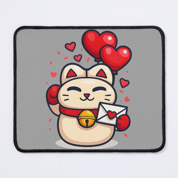 Item preview, Cute Lucky Cat Valentine - Kawaii Maneki Neko with Love Letter designed and sold by BalloonNinja.