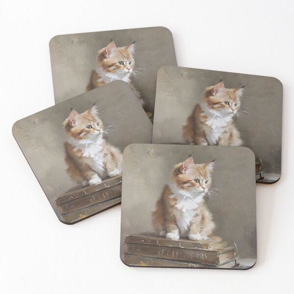 Item preview, Orange and White Kitten on Books designed and sold by magdalashore.