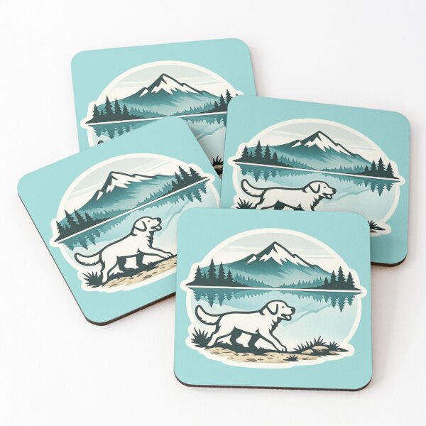 Item preview, Labrador Silhouette – Mountain Lake Reflection Badge designed and sold by PawPrintCustom.
