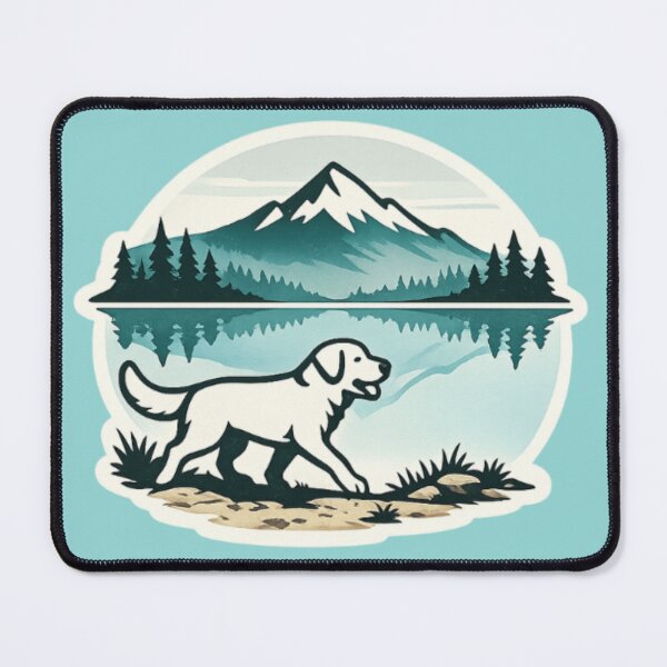 Item preview, Labrador Silhouette – Mountain Lake Reflection Badge designed and sold by PawPrintCustom.