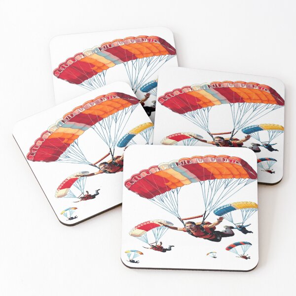 Item preview, Chasing the Sky – Colorful Skydivers in Mid-Air Parachute Formation designed and sold by Sushikidsntoddlers.