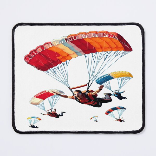 Item preview, Chasing the Sky – Colorful Skydivers in Mid-Air Parachute Formation designed and sold by Sushikidsntoddlers.