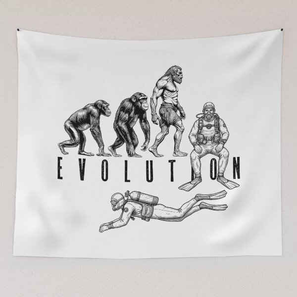 Item preview, Scuba Diving Diver Evolution Funny Vintage Neanderthal Ape designed and sold by GrandeDuc.