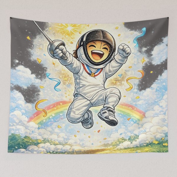 Item preview, Happy Jumping Fencer designed and sold by ChillCharmStudio.