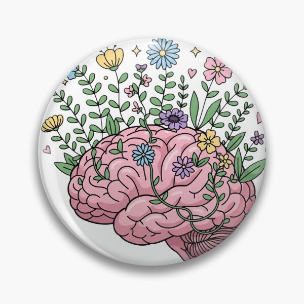 Item preview, Where Thoughts Bloom-soft minimal Brain illustration designed and sold by ChibiBloom.
