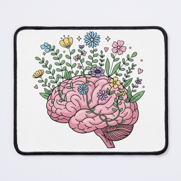 Item preview, Where Thoughts Bloom-soft minimal Brain illustration designed and sold by ChibiBloom.