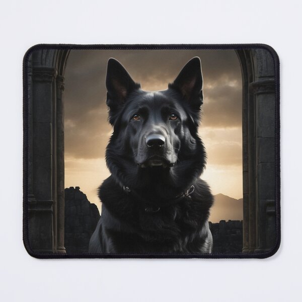 Item preview, Black Dog – Stone Gate – Dark Guardian Wall Art designed and sold by Traumrausch.