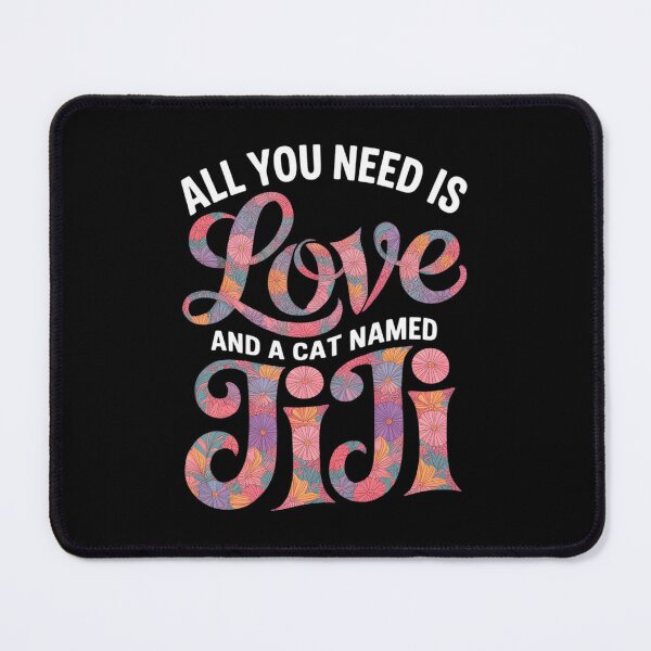 Item preview, All you need is love and a cat named Jiji Floral designed and sold by MarryIsMonth.