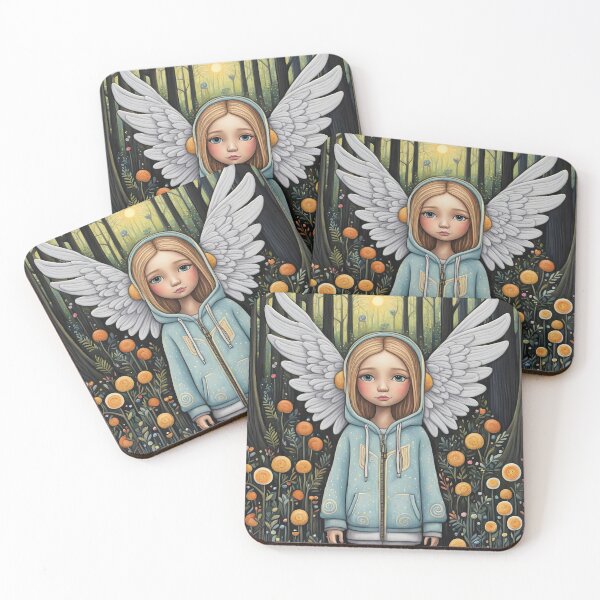 Item preview, Angel with wings wearing a hoodie in the Forest designed and sold by Colin Bentham.