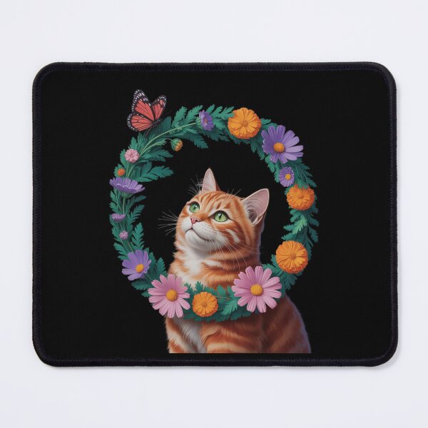 Item preview, Cat Butterfly Flower Cottagecore Botanical Cute designed and sold by MythWoot.