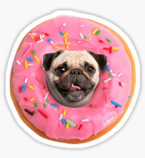 Pug Strawberry Donut Sticker