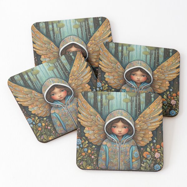 Item preview, Angel with wings wearing a hoodie in the Forest designed and sold by Colin Bentham.