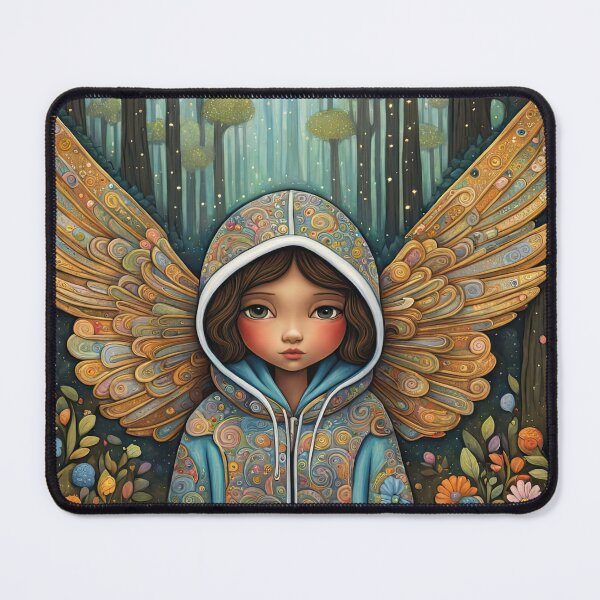 Item preview, Angel with wings wearing a hoodie in the Forest designed and sold by Colin Bentham.