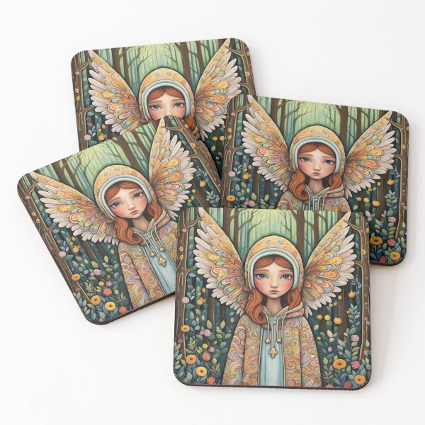 Item preview, Angel with wings wearing a hoodie in the Forest designed and sold by Colin Bentham.