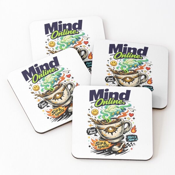 Item preview, Mind Online Focus Mode Coffee Art - Vibrant Surrealist Morning Ritual for Deep Work and Productivity - Cyber Caffeine Motivation Graphic with Sip and Ignite Typography for Creatives and Techies designed and sold by Vivaan Studio.