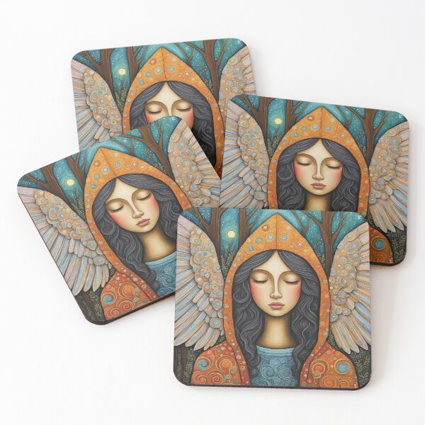 Item preview, Angel with wings wearing a hoodie in the Forest designed and sold by Colin Bentham.