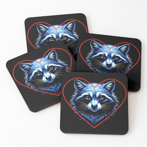 Item preview, Blue Raccoon Love Art -- Neon Animal Valentine Illustration designed and sold by VikArtStudio.