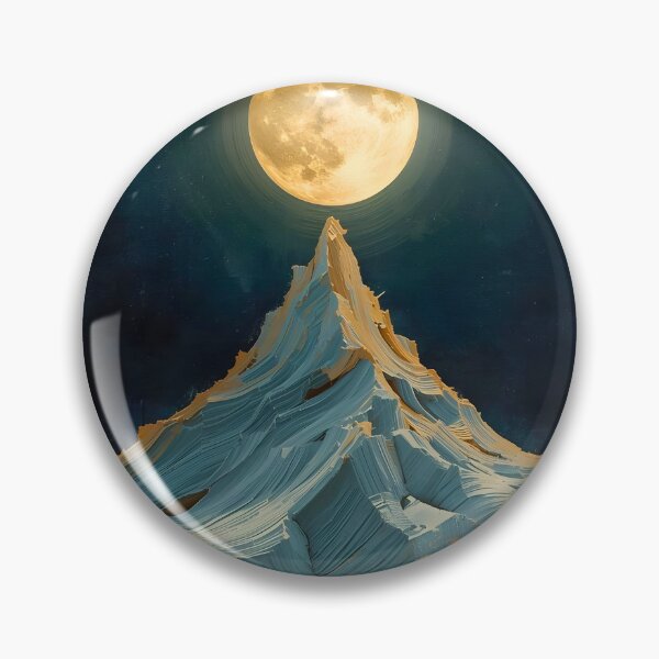 Item preview, Lunar Peak: Modern Textured Mountain and Radiant Golden Full Moon Surreal Art designed and sold by Cozyartsss.
