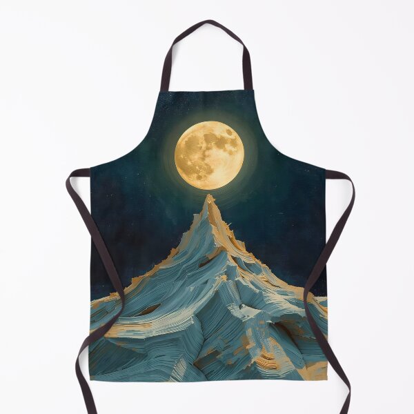 Item preview, Lunar Peak: Modern Textured Mountain and Radiant Golden Full Moon Surreal Art designed and sold by Cozyartsss.