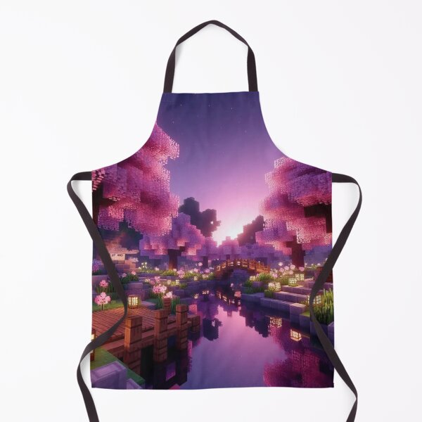Item preview, Minecraft world, Japanese garden, cherry blossom trees, Japan, gaming, blue sky, pixel art, blocky digital landscape designed and sold by Sugar Wisdom .