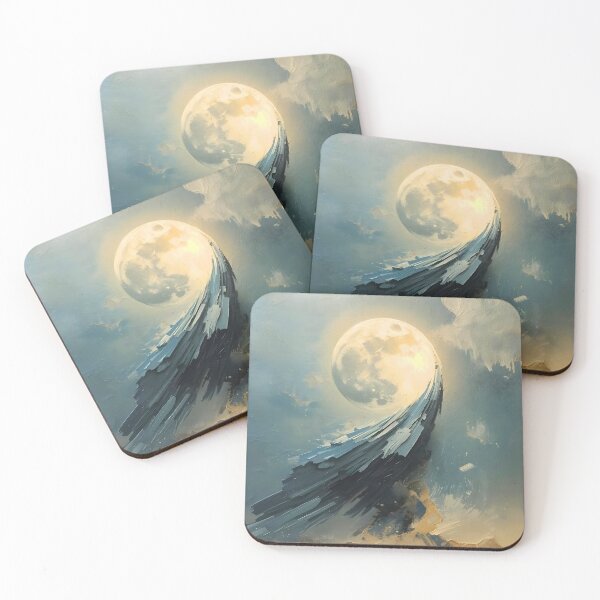 Item preview, Lunar Drift: Abstract Textured Moon and Ethereal Sky Palette Knife Art designed and sold by Cozyartsss.