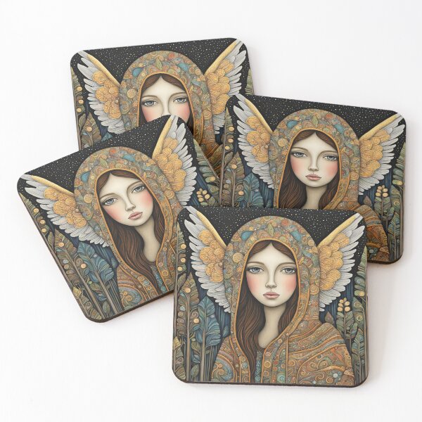 Item preview, Angel with wings wearing a hoodie illuminating the night Forest designed and sold by Colin Bentham.