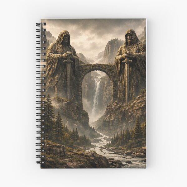 Item preview, Monumental Statues on Cliff – Epic Fantasy Landscape Art designed and sold by DrizzyV.