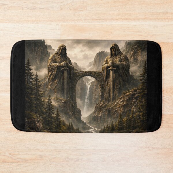 Item preview, Monumental Statues on Cliff – Epic Fantasy Landscape Art designed and sold by DrizzyV.