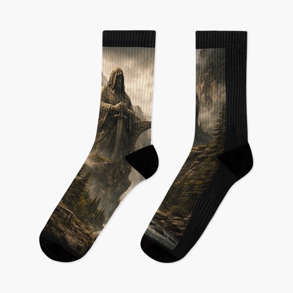 Item preview, Monumental Statues on Cliff – Epic Fantasy Landscape Art designed and sold by DrizzyV.